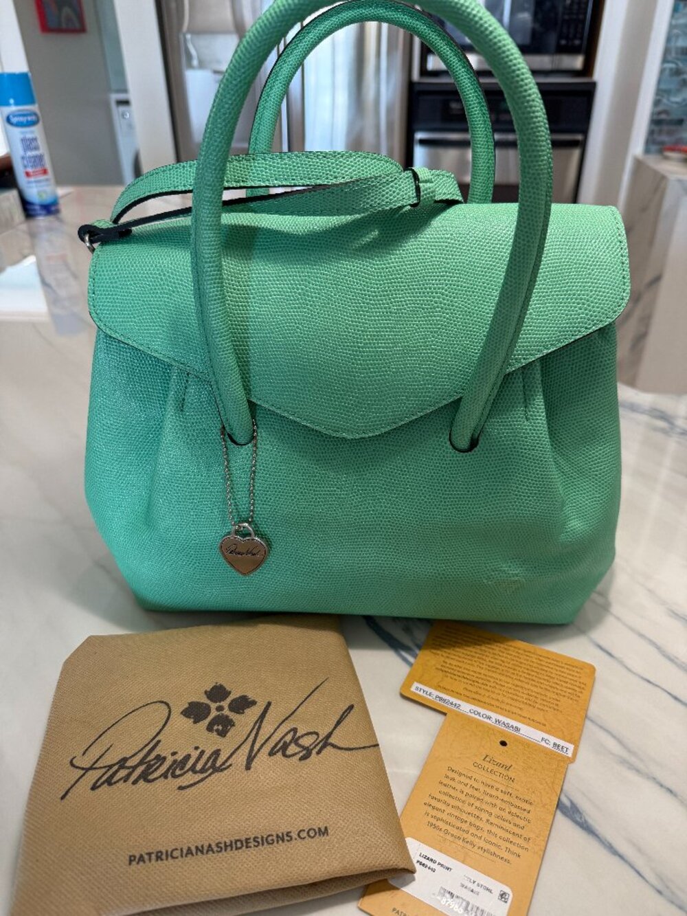 NWT Patricia Nash Notley Satchel - Lizard Collection (Wasabi Green)